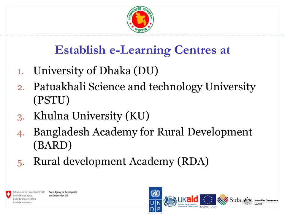 Bangladesh European Union Establish e-Learning Centres at 1.