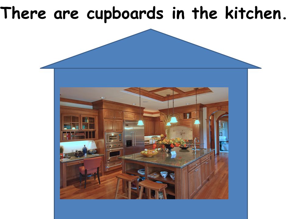 There are cupboards in the kitchen.