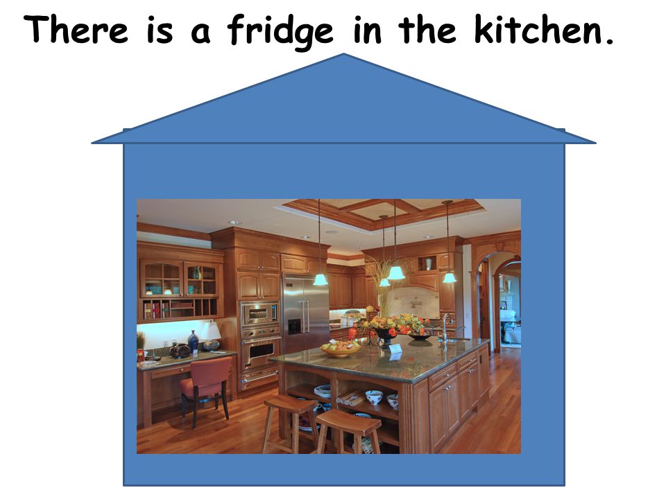 There is a fridge in the kitchen.