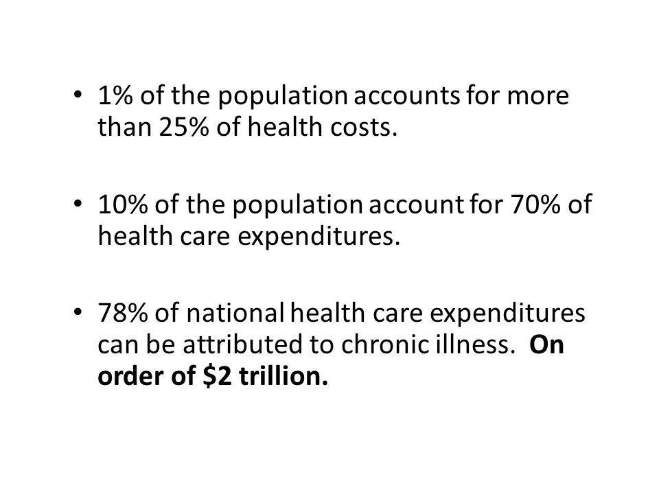 1% of the population accounts for more than 25% of health costs.