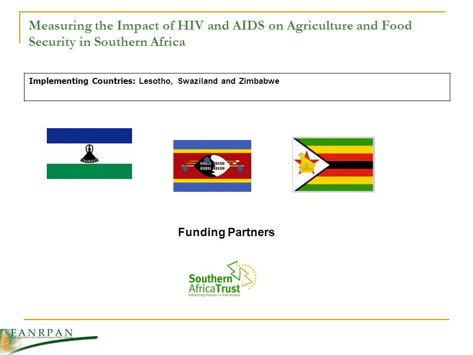 Measuring the Impact of HIV and AIDS on Agriculture and Food Security in Southern Africa Implementing Countries: Lesotho, Swaziland and Zimbabwe Funding Partners