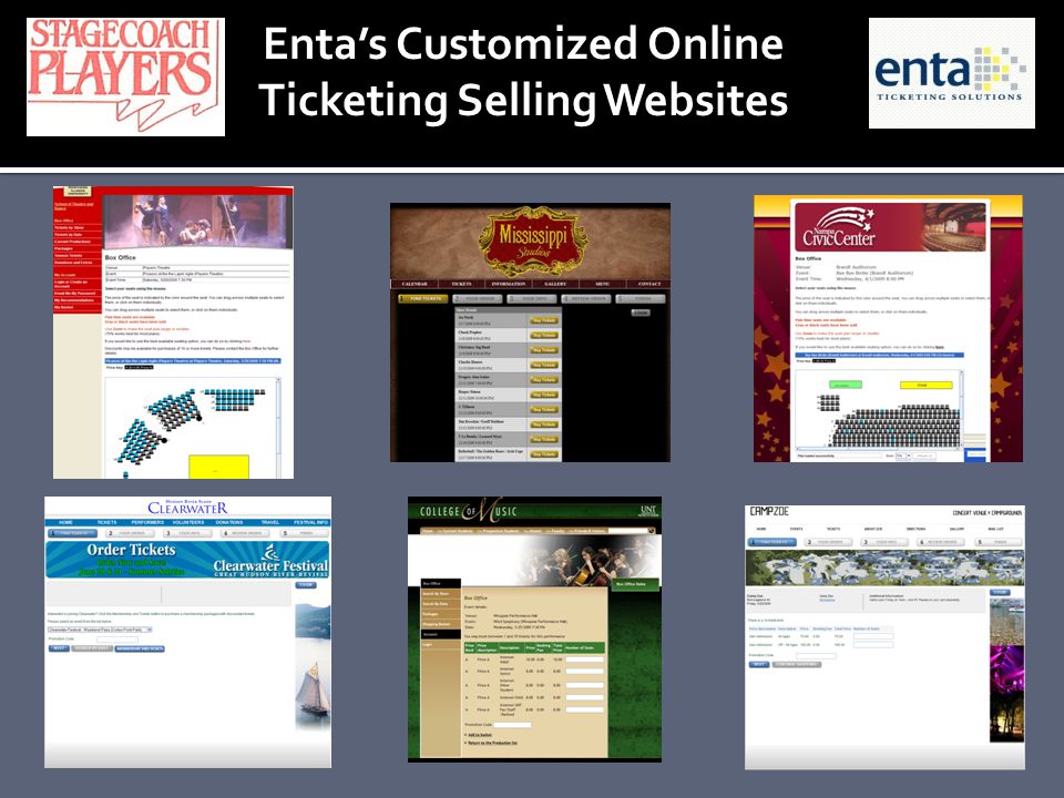 Entas Customized Online Ticketing Selling Websites