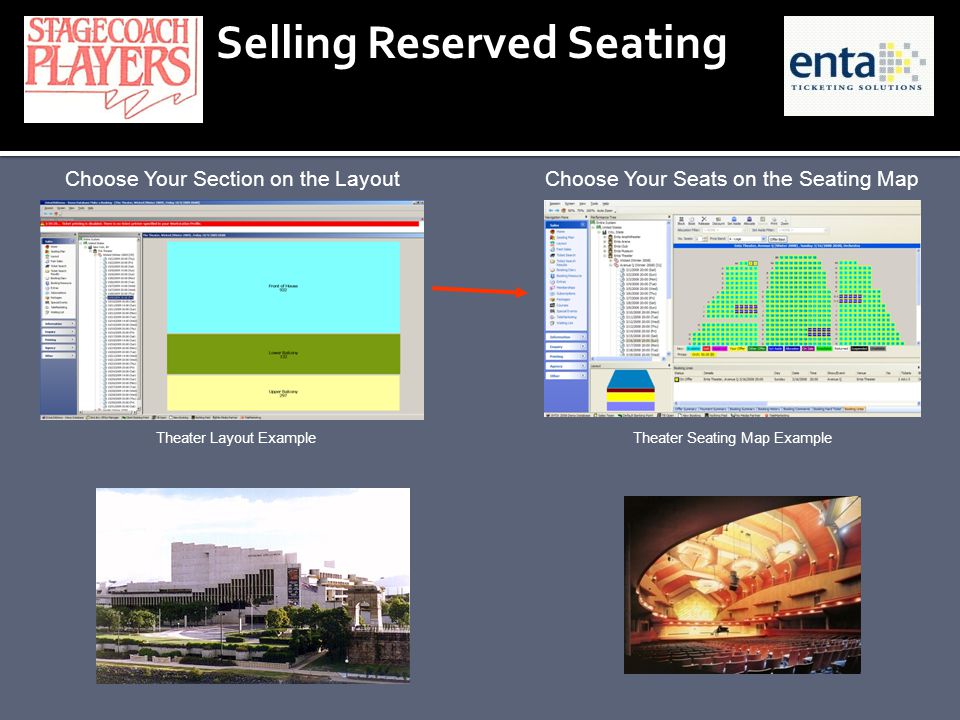 Selling Reserved Seating Theater Layout Example Choose Your Section on the Layout Theater Seating Map Example Choose Your Seats on the Seating Map