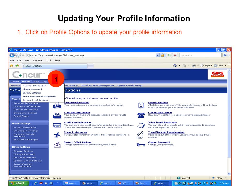 Updating Your Profile Information 1.