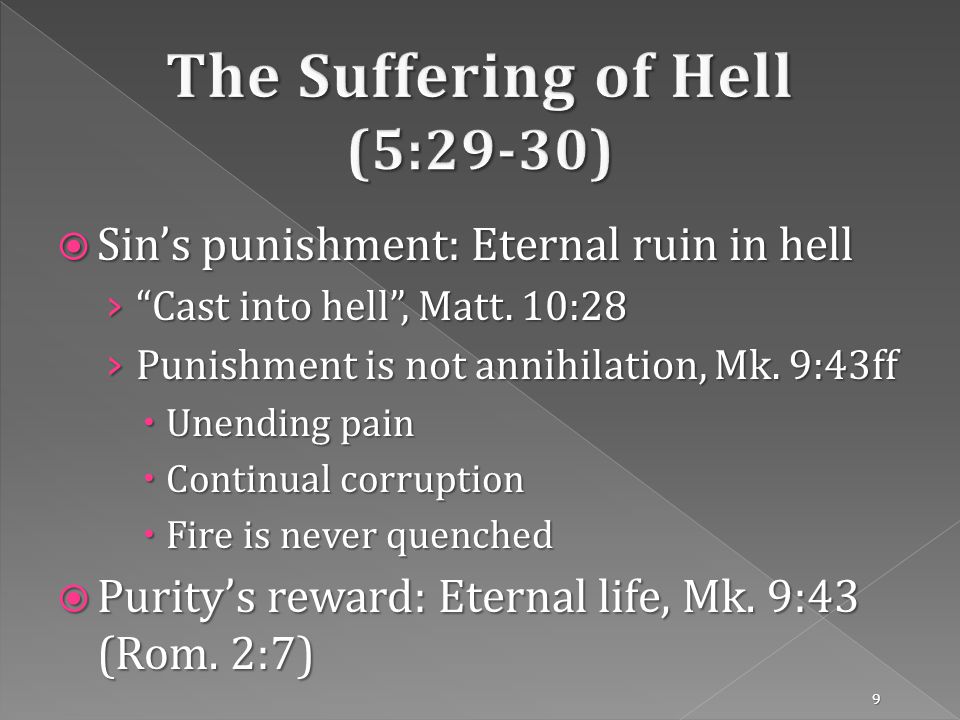 Sins punishment: Eternal ruin in hell Sins punishment: Eternal ruin in hell Cast into hell, Matt.