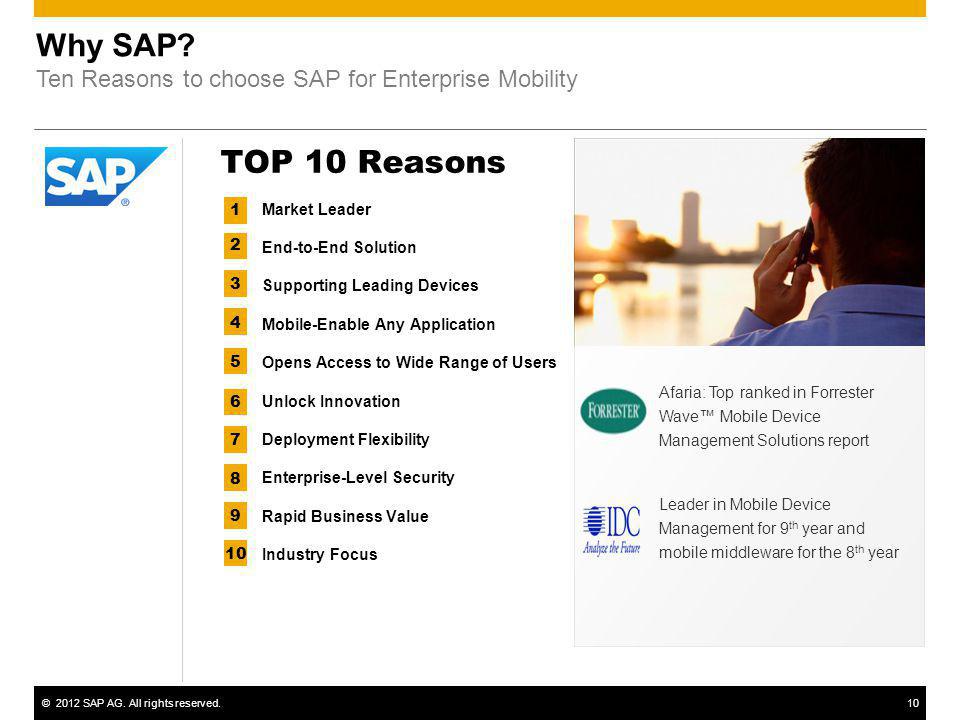 ©2012 SAP AG. All rights reserved.10 Why SAP.