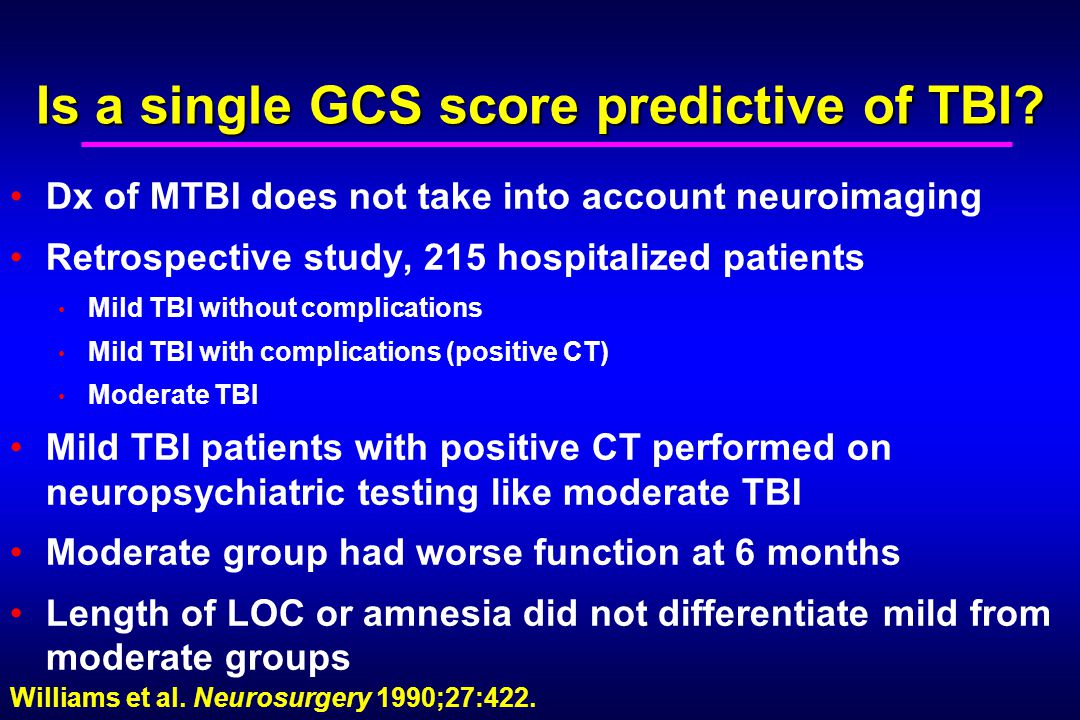 Is a single GCS score predictive of TBI.