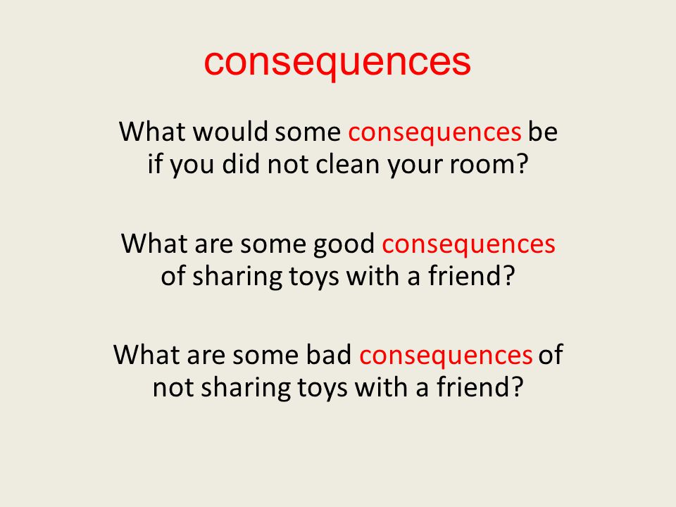 consequences What would some consequences be if you did not clean your room.