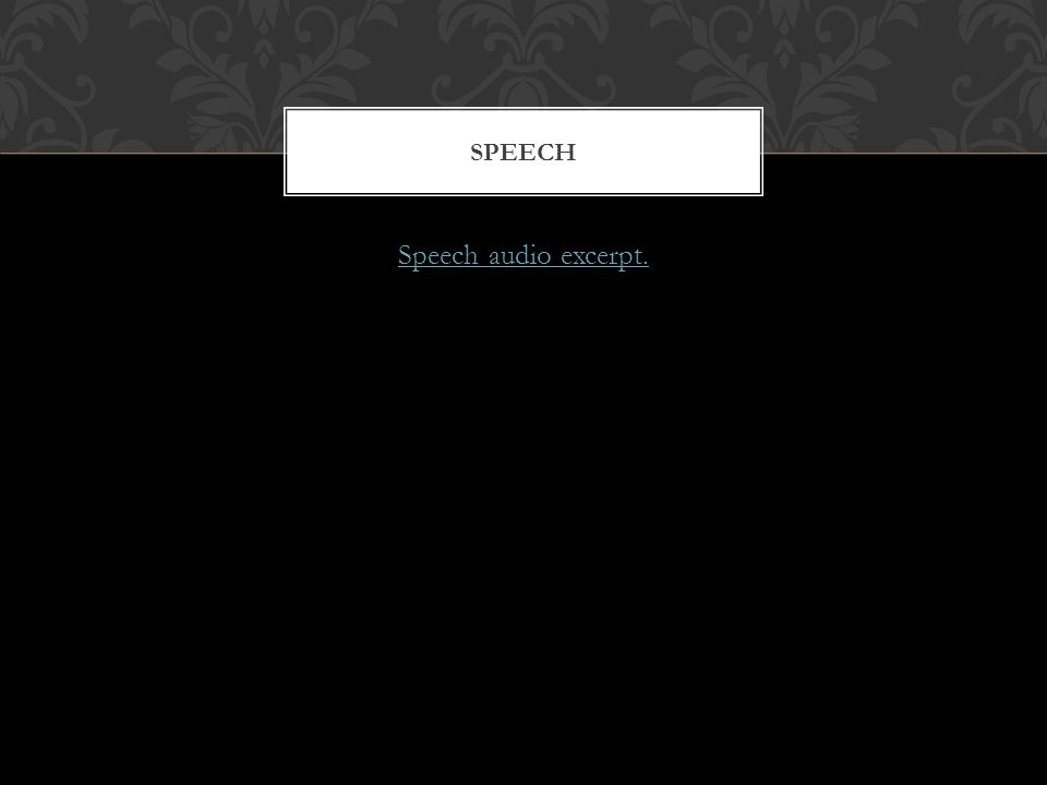Speech audio excerpt. SPEECH