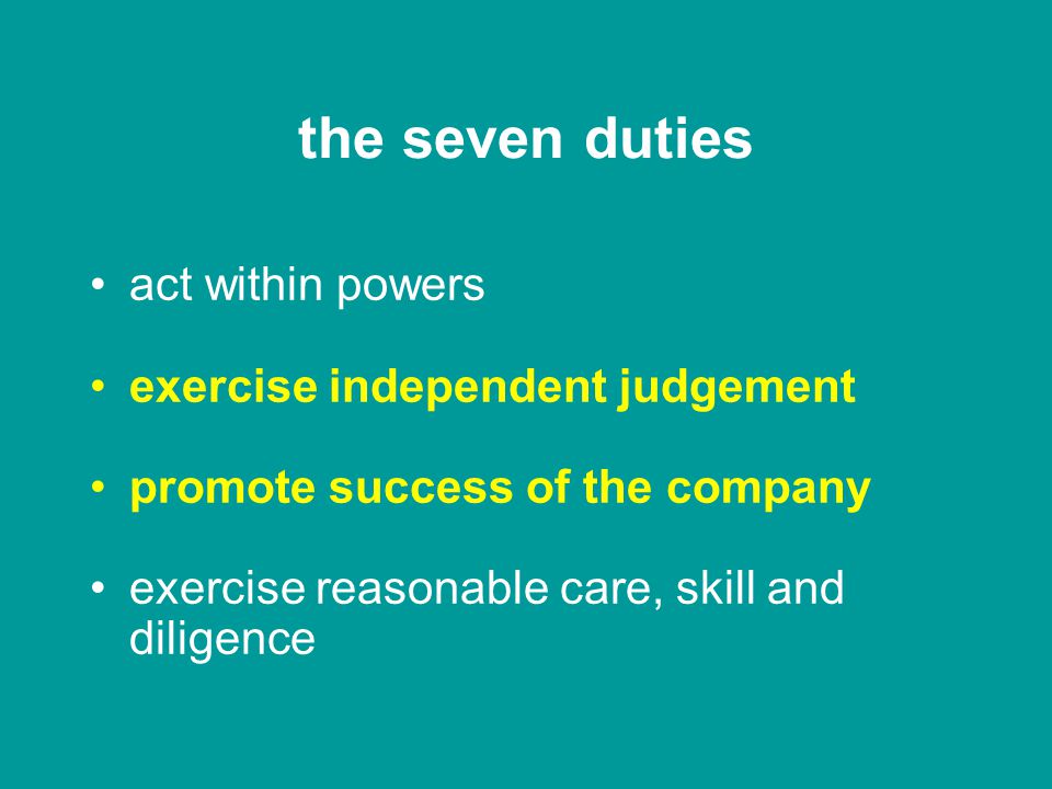 Companies Act 2006 statutory Code of Conduct seven duties