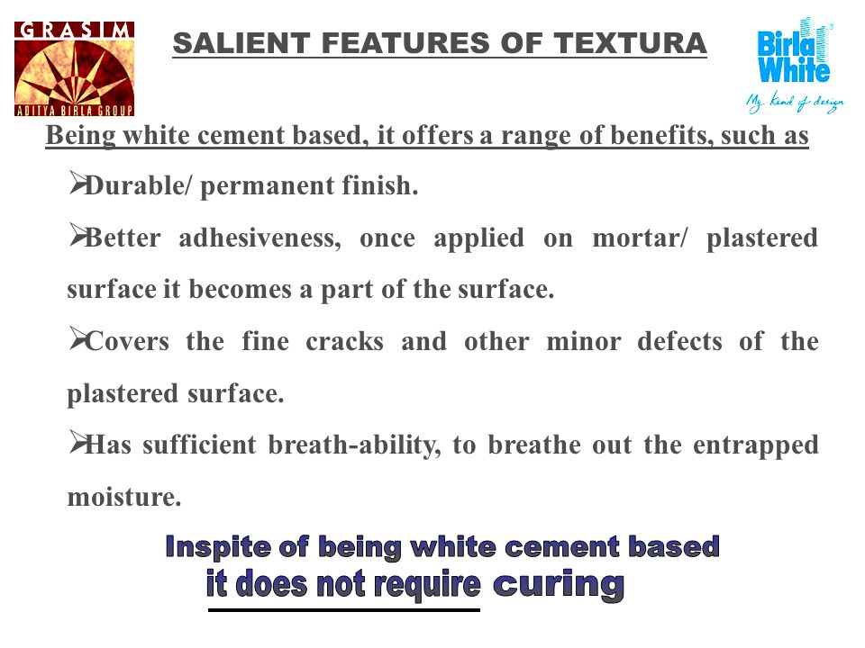 Being white cement based, it offers a range of benefits, such as Durable/ permanent finish.