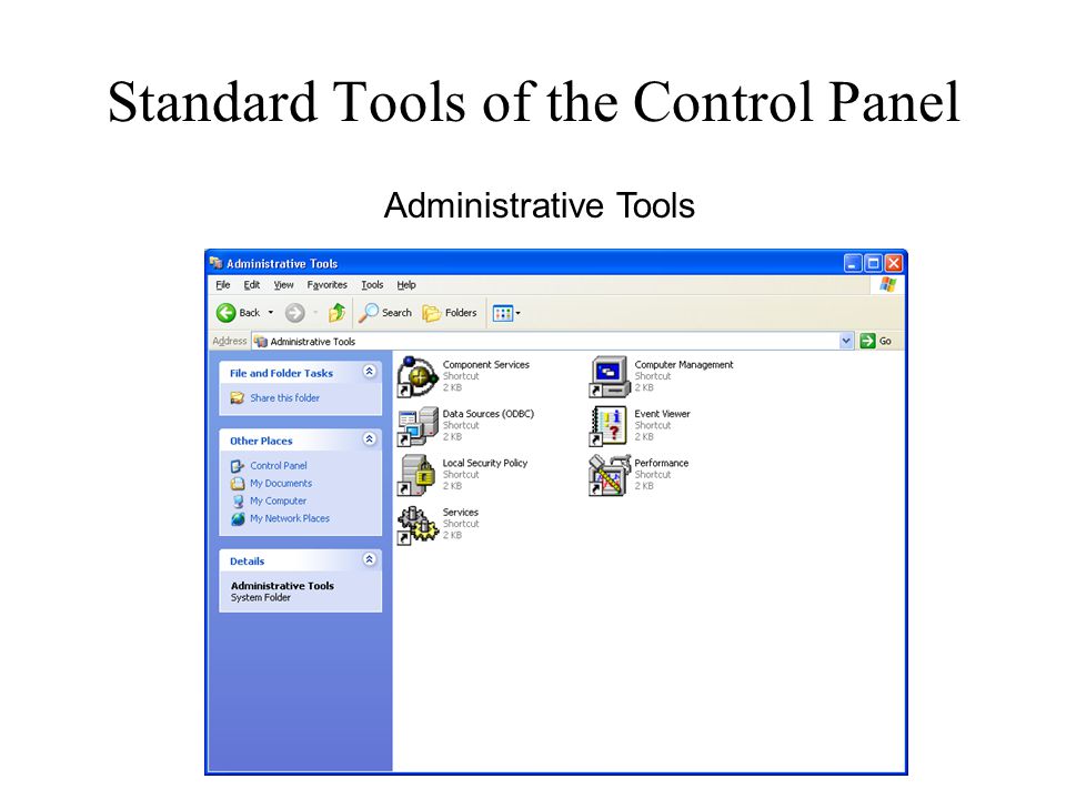 Standard Tools of the Control Panel Administrative Tools
