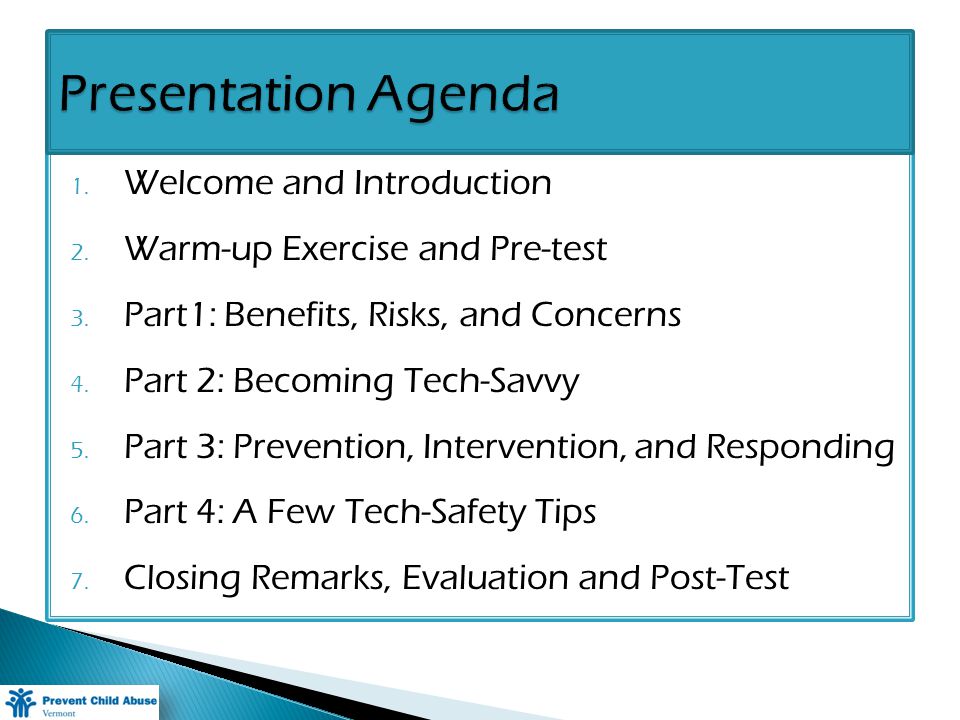 1. Welcome and Introduction 2. Warm-up Exercise and Pre-test 3.