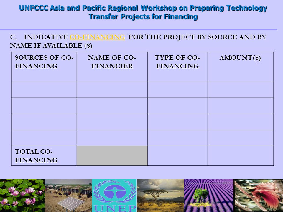 UNFCCC Asia and Pacific Regional Workshop on Preparing Technology Transfer Projects for Financing C.
