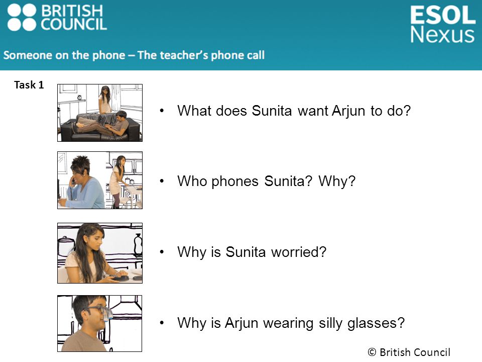 What does Sunita want Arjun to do. Who phones Sunita.