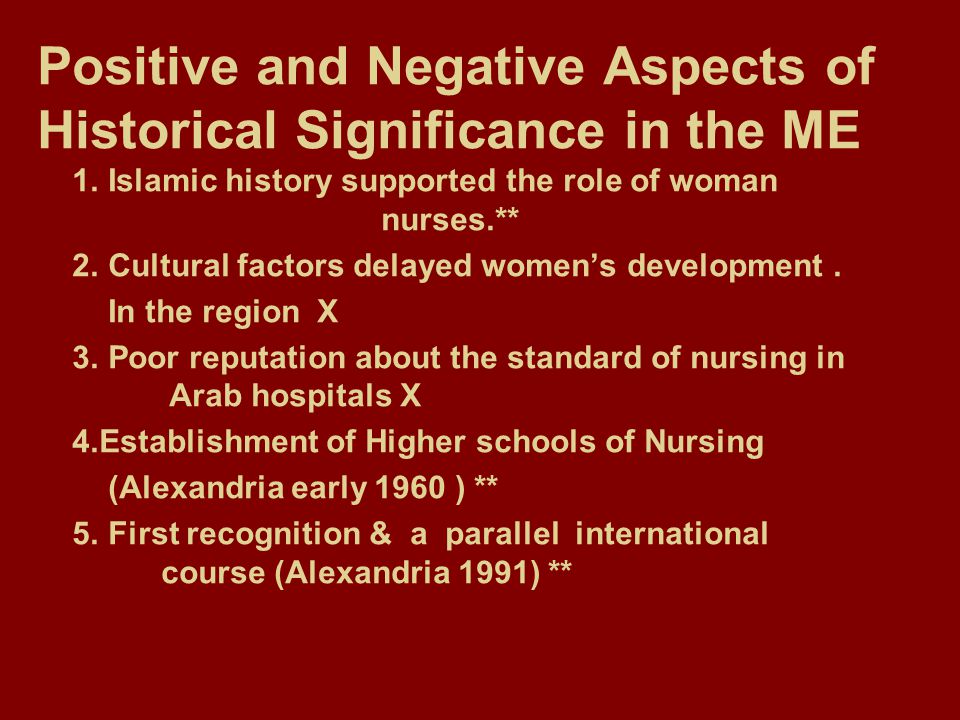 Positive and Negative Aspects of Historical Significance in the ME 1.