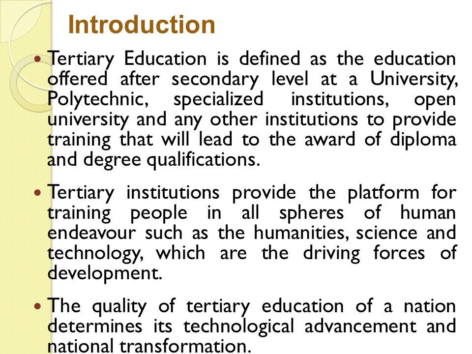 tertiary education and national
