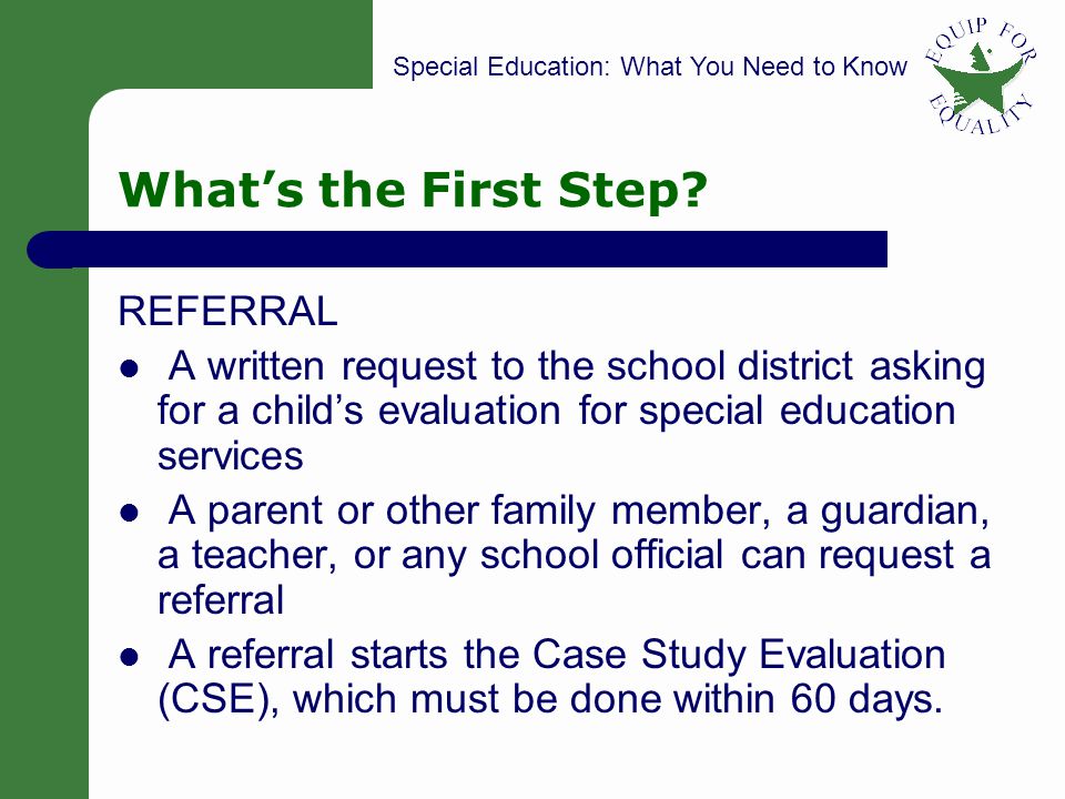 Special Education: What You Need to Know 8 Whats the First Step.