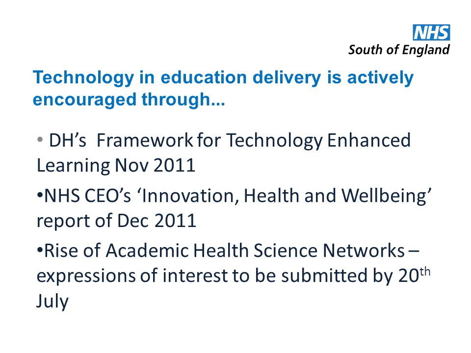 Technology in education delivery is actively encouraged through...