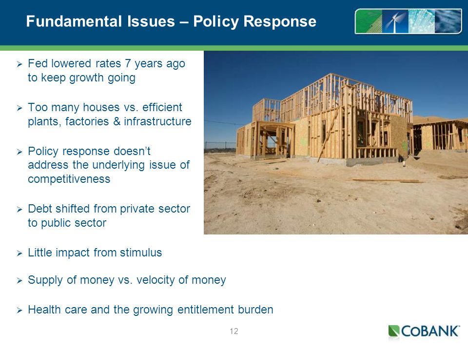 Fundamental Issues – Policy Response Fed lowered rates 7 years ago to keep growth going Too many houses vs.