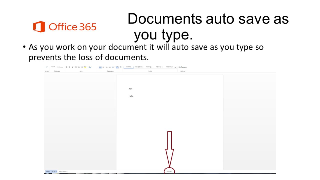 Documents auto save as you type.