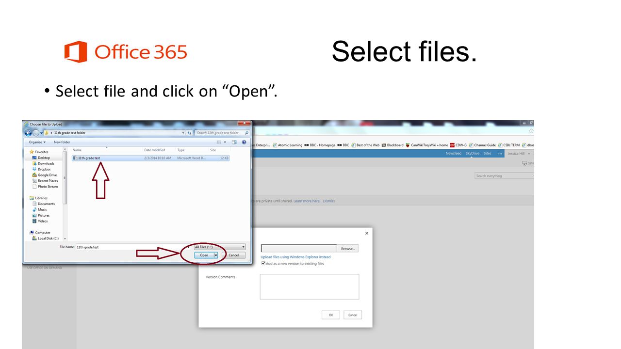 Select files. Select file and click on Open.