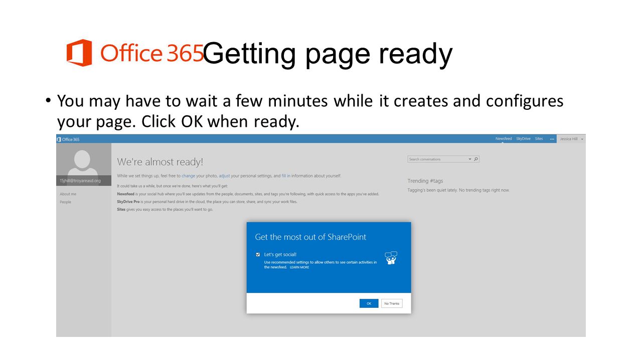 Getting page ready You may have to wait a few minutes while it creates and configures your page.
