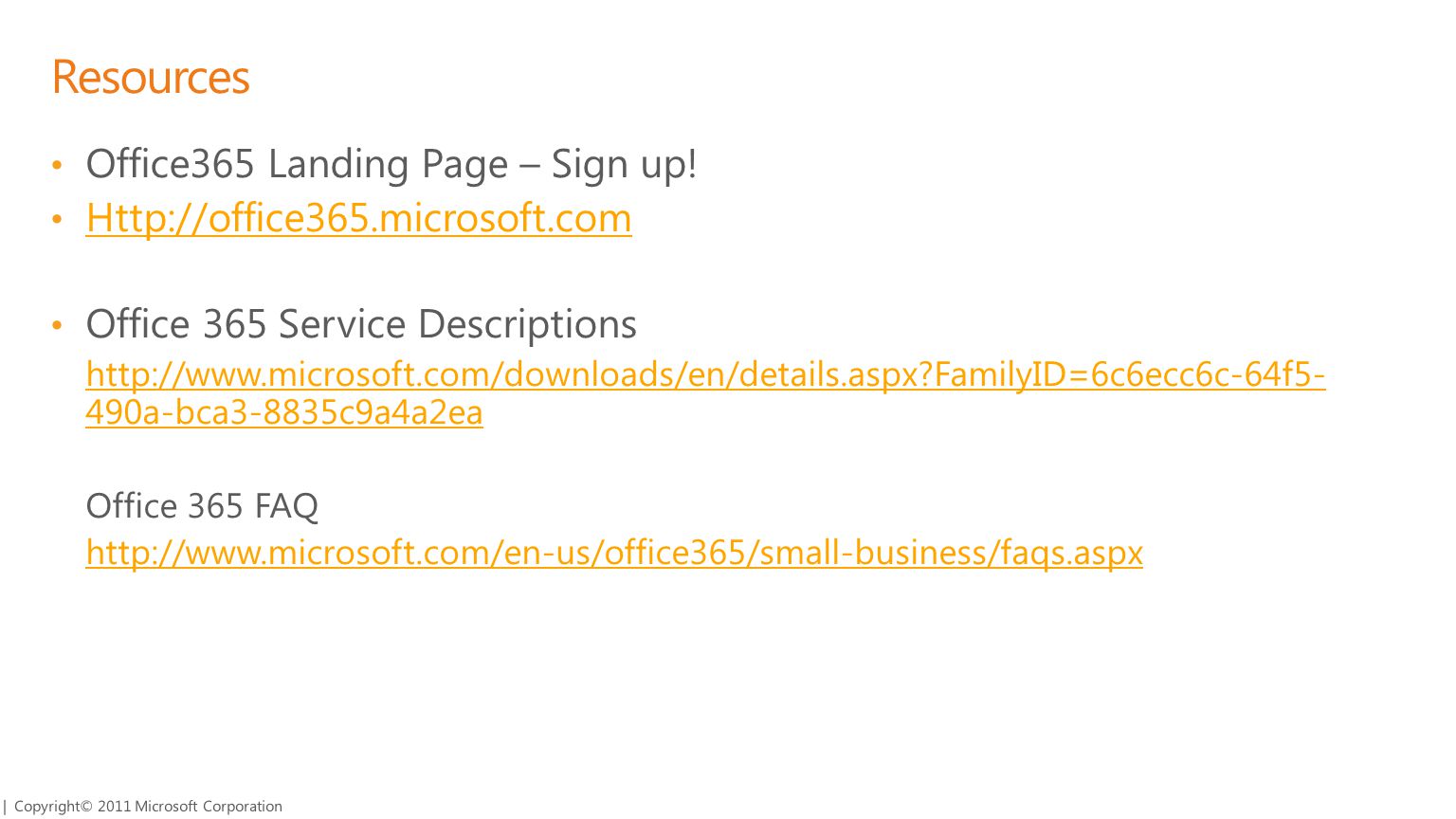Resources Office365 Landing Page – Sign up.