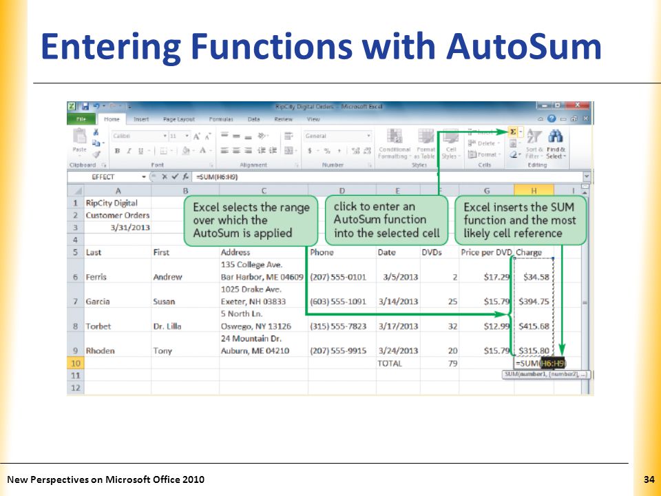 XP Entering Functions with AutoSum New Perspectives on Microsoft Office