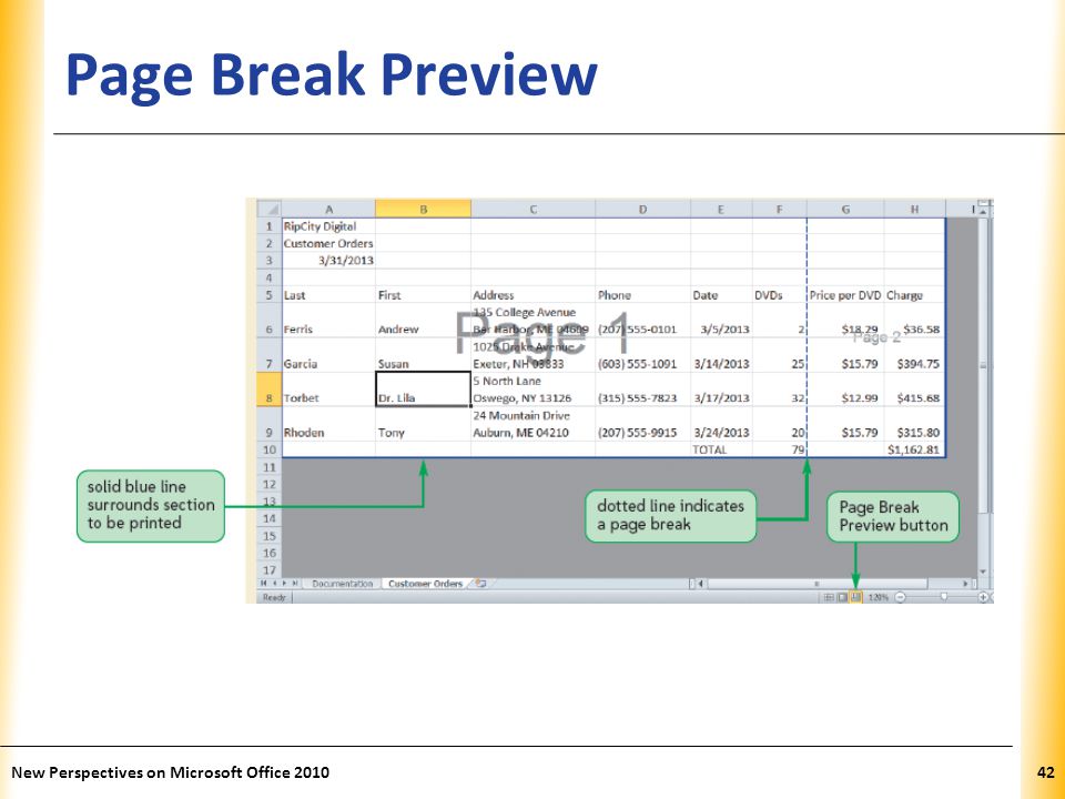 XP Page Break Preview New Perspectives on Microsoft Office