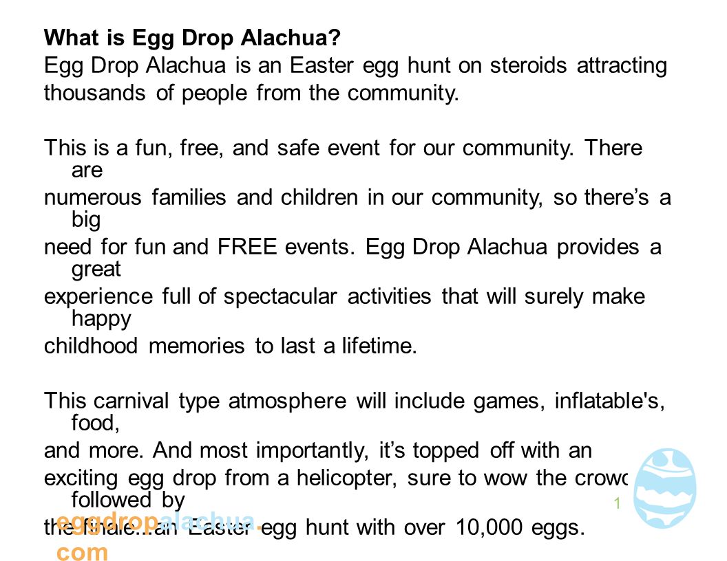 What is Egg Drop Alachua.