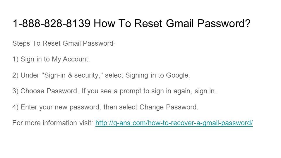 How To Reset Gmail Password.