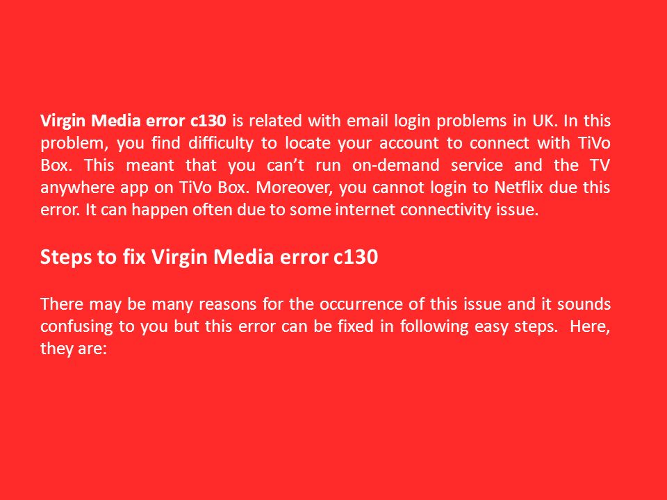 low steps or call Toll free Virgin Media Technical Support number - ppt  download