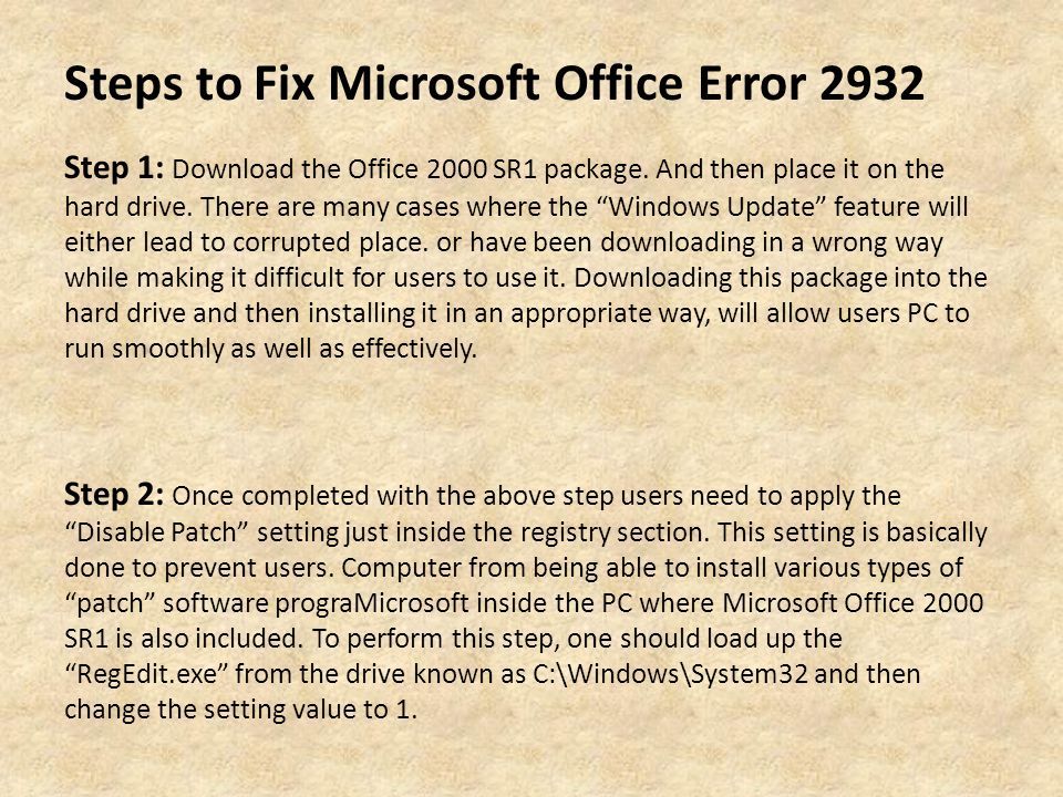microsoft office 2000 error