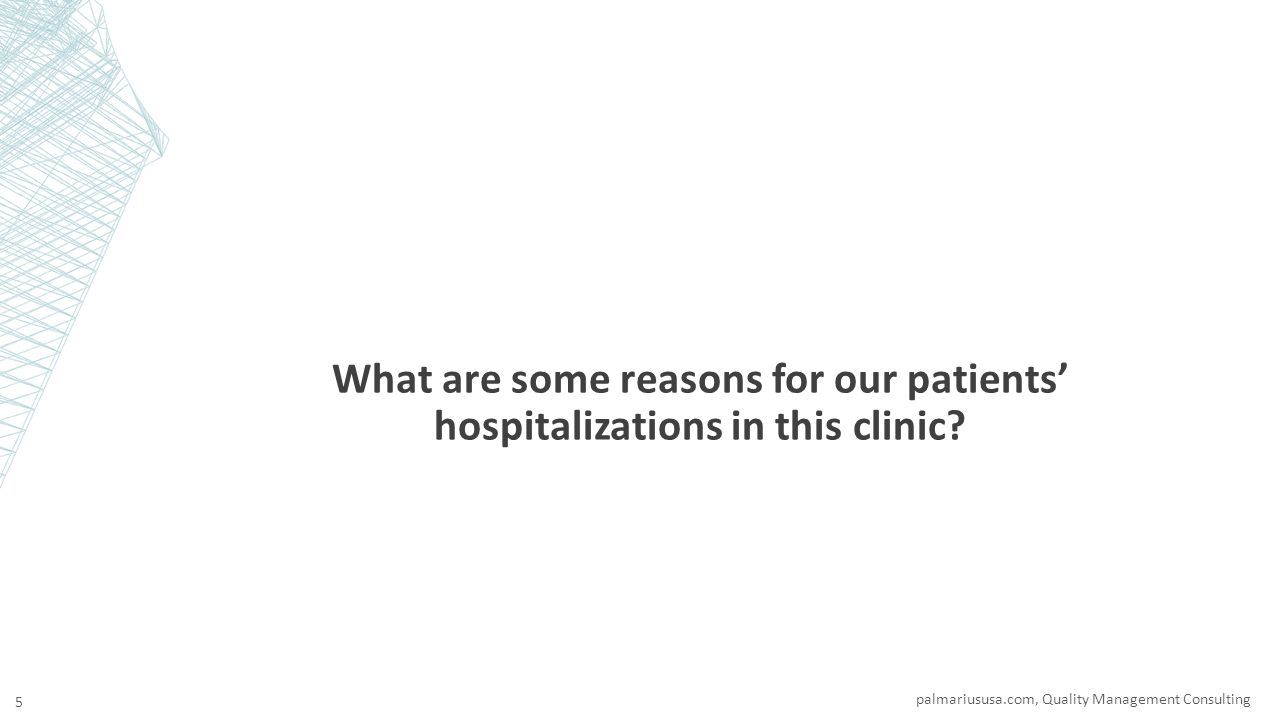 What are some reasons for our patients’ hospitalizations in this clinic.