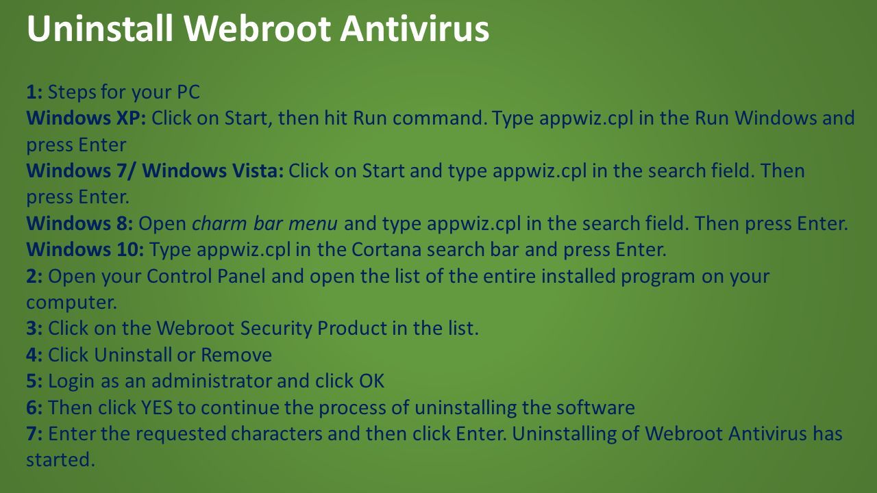 Steps to install uninstall webroot antivirus ppt download