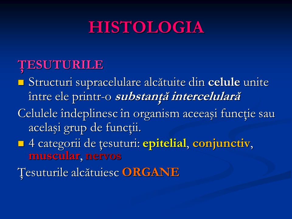 Programa - disciplina Histologie