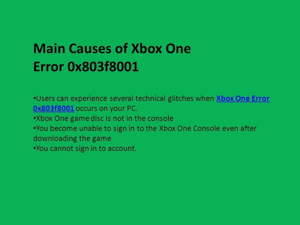 Fix Xbox One Error 0x803f8001 Call ppt download