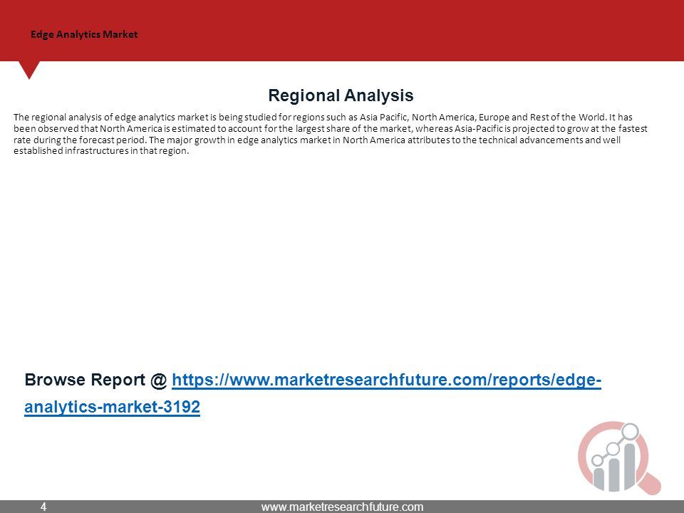 Edge Analytics Market Regional Analysis The regional analysis of edge analytics market is being studied for regions such as Asia Pacific, North America, Europe and Rest of the World.