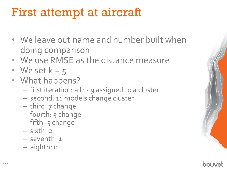 First attempt at aircraft We leave out name and number built when doing comparison We use RMSE as the distance measure We set k = 5 What happens.