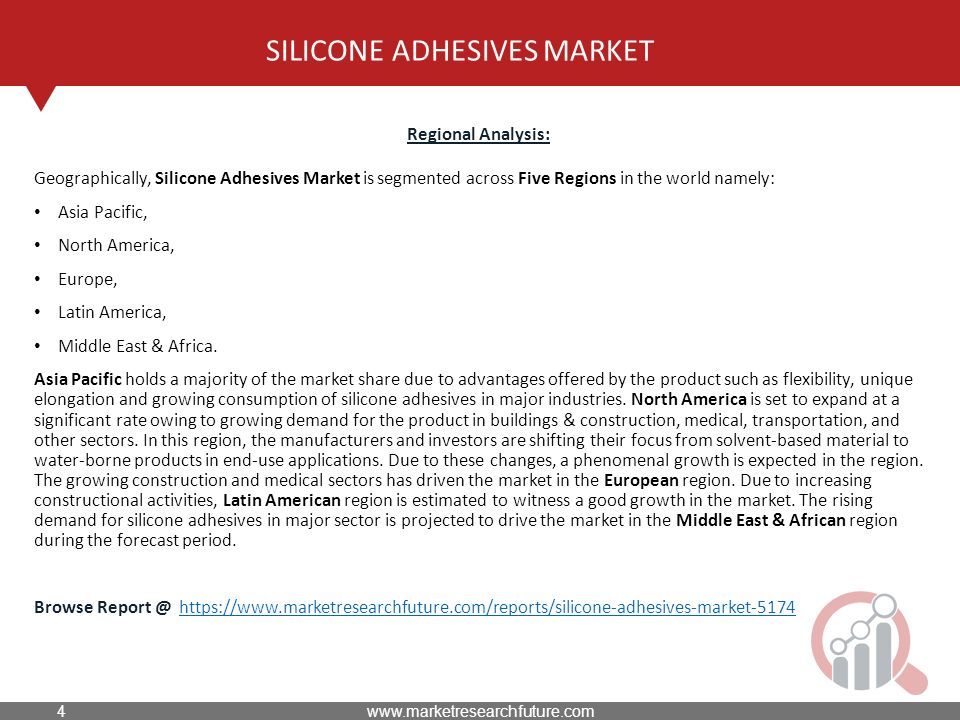 SILICONE ADHESIVES MARKET Regional Analysis: Geographically, Silicone Adhesives Market is segmented across Five Regions in the world namely: Asia Pacific, North America, Europe, Latin America, Middle East & Africa.