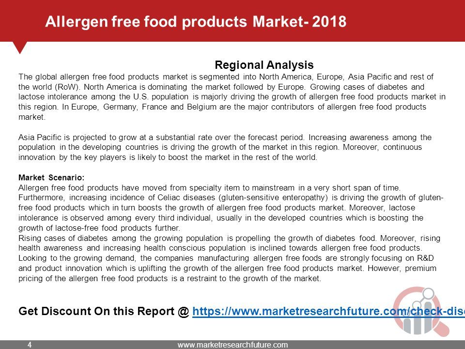 Allergen free food products Market Regional Analysis The global allergen free food products market is segmented into North America, Europe, Asia Pacific and rest of the world (RoW).