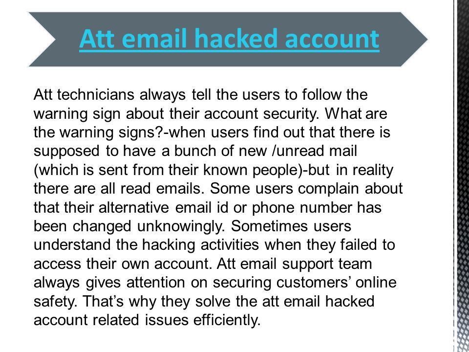 Att login problem Att hacked account Att password recovery Att customer