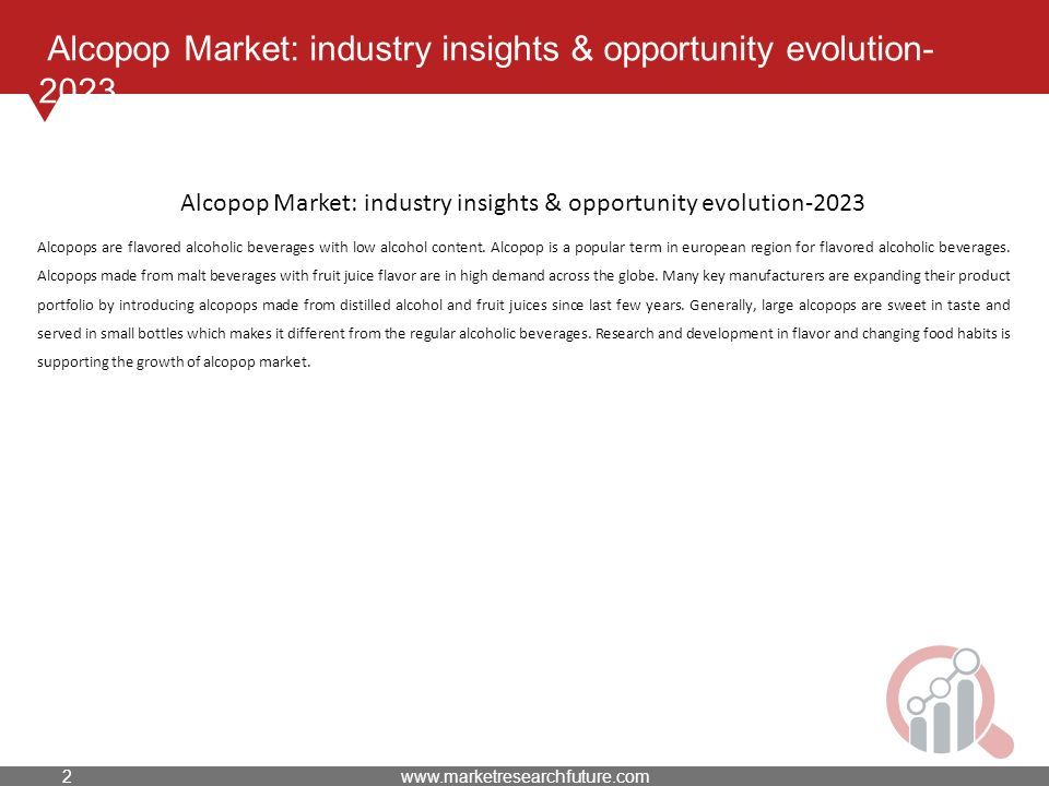 Alcopop Market: industry insights & opportunity evolution Alcopops are flavored alcoholic beverages with low alcohol content.