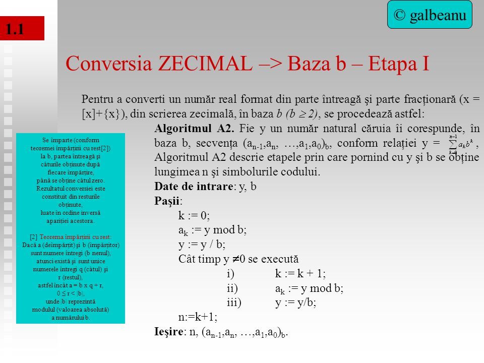 Arhitectura Sistemelor de Calcul - Bazele Aritmetice ale Sistemelor de  Calcul. Grigore ALBEANU © galbeanu. - ppt download
