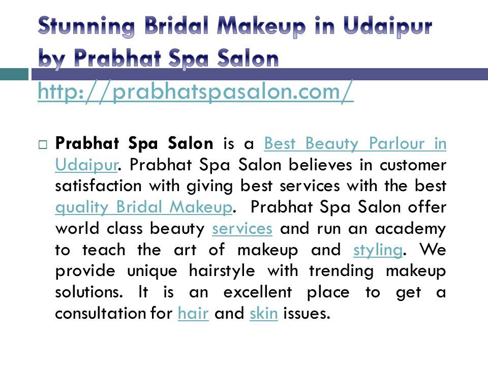 Stunning Bridal Makeup in Udaipur by Prabhat Spa Salon - ppt download