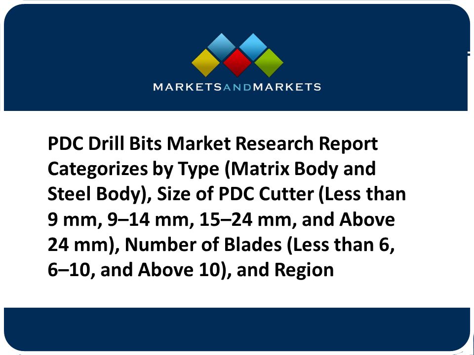 PDC Drill Bits Market Research Report Categorizes by Type (Matrix Body and Steel Body), Size of PDC Cutter (Less than 9 mm, 9–14 mm, 15–24 mm, and Above 24 mm), Number of Blades (Less than 6, 6–10, and Above 10), and Region