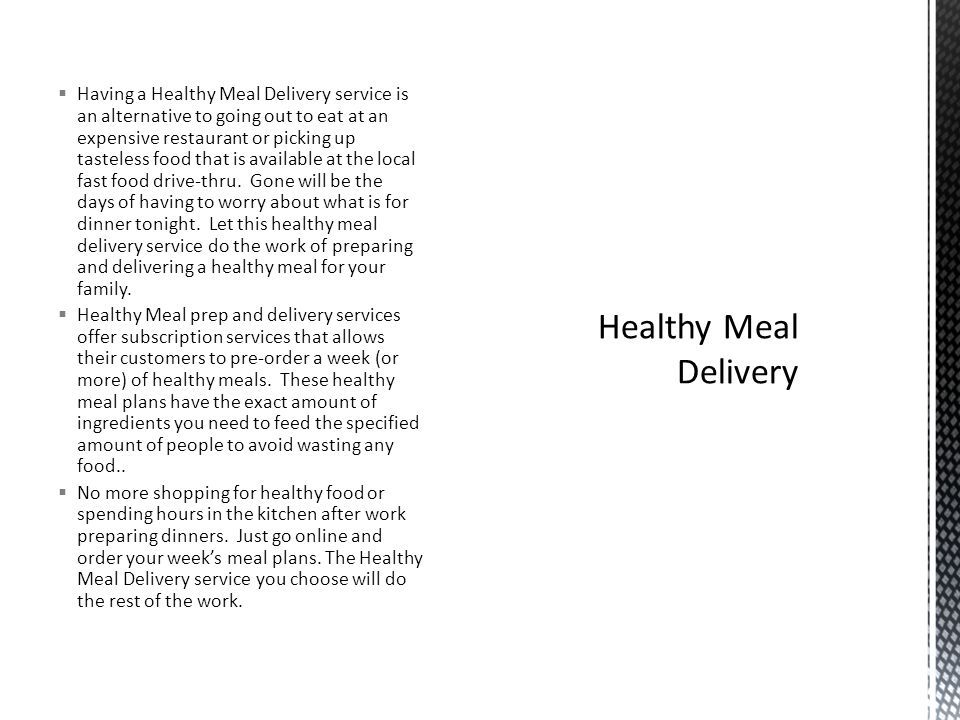 Get Healthy Meals At Your Fingertips - ppt download