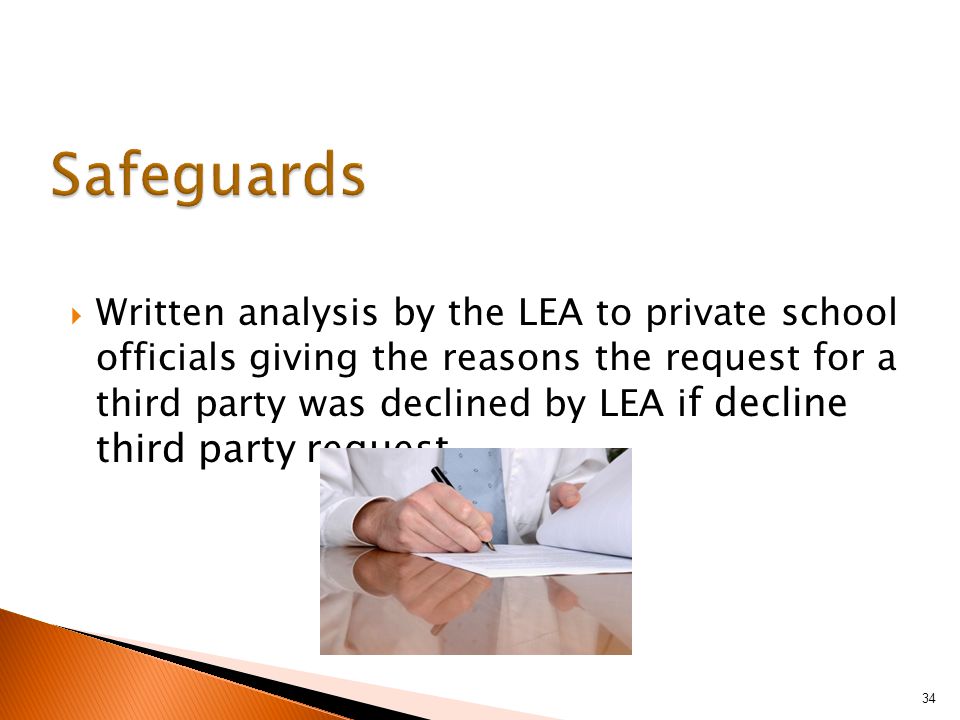  Written analysis by the LEA to private school officials giving the reasons the request for a third party was declined by LEA i f decline third party request 34