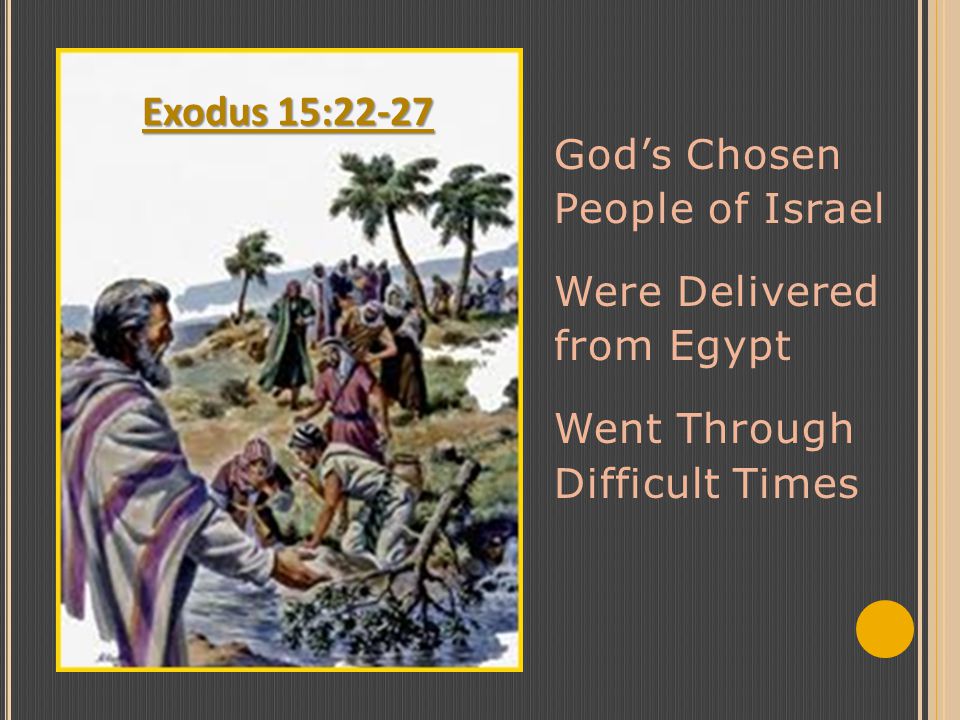 God’s Chosen People of Israel Were Delivered from Egypt Went Through Difficult Times Exodus 15:22-27